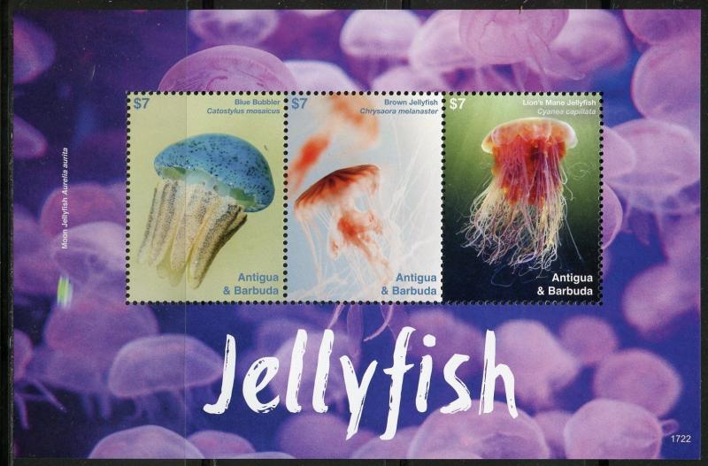 ANTIGUA 2017  JELLYFISH   SET OF TWO SHEETS MINT NH 