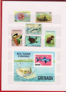 COLLECTION OF GRENADA STAMPS & M/S IN SMALL STOCK BOOK - 60 ITEMS