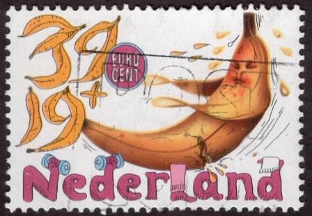 Netherlands B741e - Used - 39c+19c Banana / Sit-ups (2004) (cv $1.50)