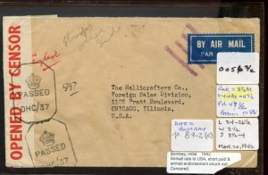 ?Jusqua airmail INDIA to USA, 1942 short-paid scarce cover