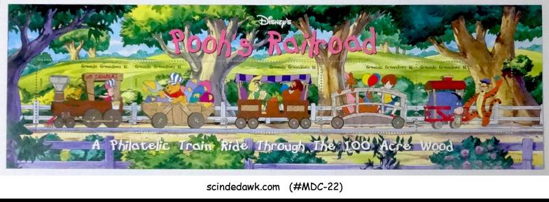 GRENADA GRENADINES 1998 POOH'S RAILROAD / TRAIN / DISNEY ANIMATION MIN/S...