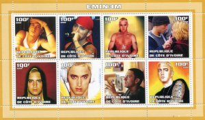 Ivory Coast 2002 EMINEM  American Rappeur Sheet Perforated Mint (NH)