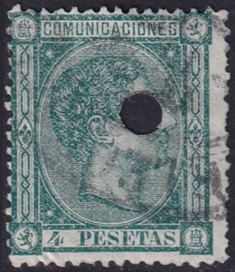 Spain 1875 Sc 220 telegraph punch (taladrado) cancel