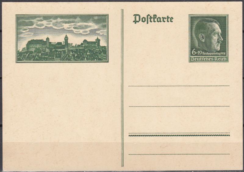 Germany - 1938 6pf+19 Hitler unused postcard P272 (2392)