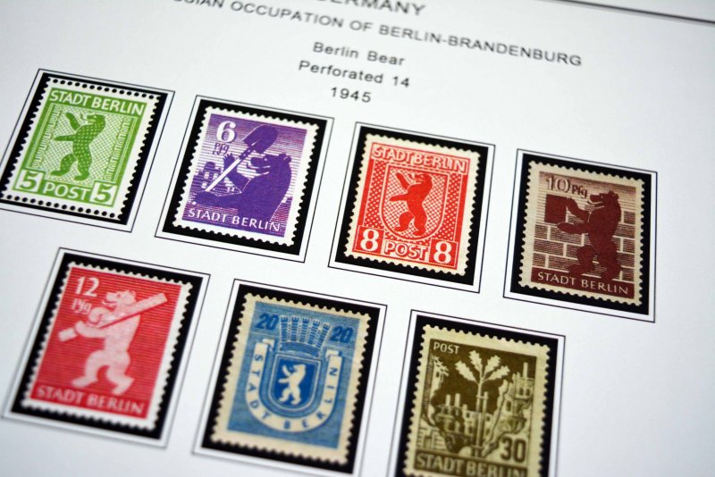 COLOR PRINTED OCCUPIED GERMANY 1945-1949 STAMP ALBUM PAGES (50 illustr. pages)