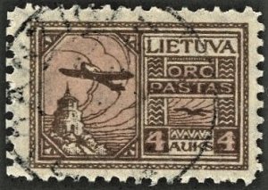 LITHUANIA  #C19 ,USED AIRMAIL ON 102 CARD - 1921 - LITH024