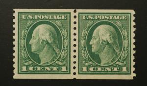 US Scott 443 1c Washington Coil Pair Genuine NH-OG