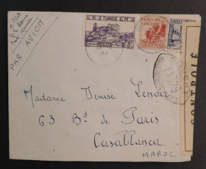 1944 Tunisia Airmail Censored Cover to Casablanca Morocco