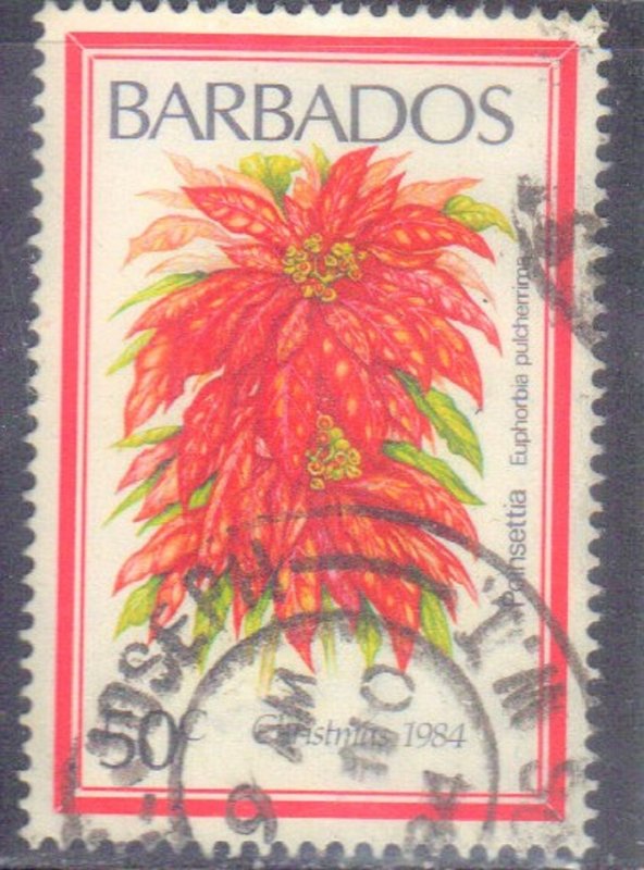 BARBADOS  SC# 636 USED  50c 1984  FLOWER SEE SCAN