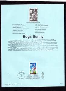 SP1237 Bugs Bunny, Souvenir Page FDC (#3137)
