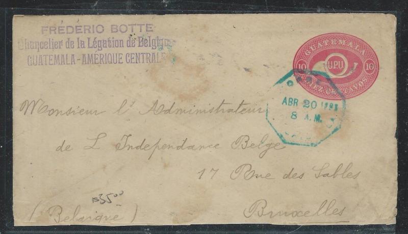 GUATEMALA  (PP2706B) 1893 10C PSE FROM BELGIUM LEGATION TO BELGIUM