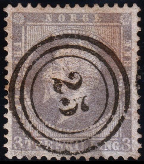 Norway Scott 3 (1857) Used F, CV $120.00 B