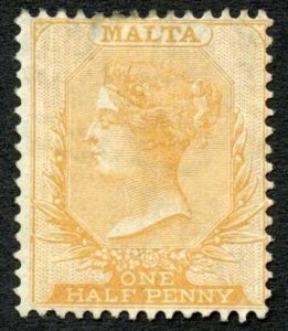 Malta SG18 1/2d Orange-yellow Wmk CA Mint (no gum) Cat 40 pounds