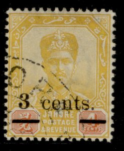 MALAYSIA - Johore EDVII SG54, 3c on 4c yellow & red, VERY FINE USED. 