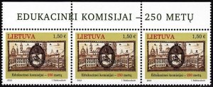 LITHUANIA 2023-16 Architecture: Educational Commission - 250. Top Strip 3v, MNH