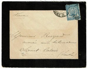 Tunisia 1901 mourning cover to France, Scott 15