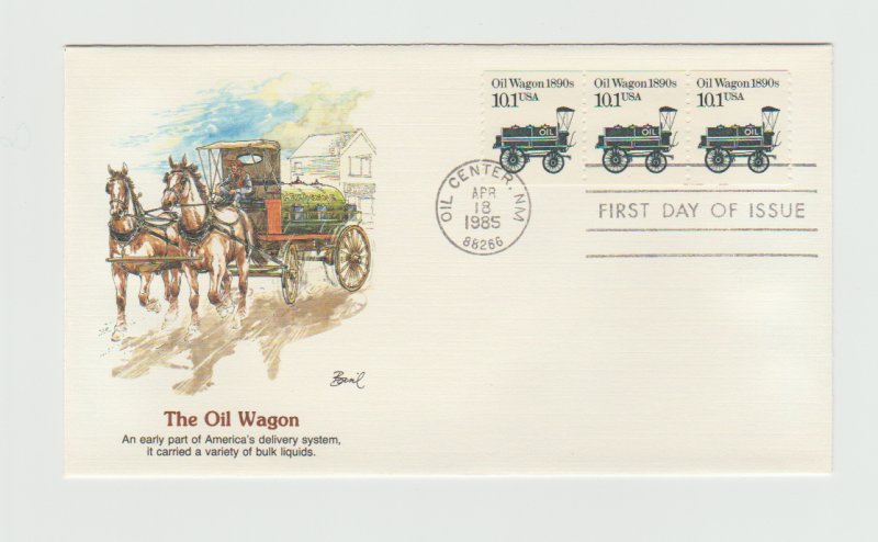 2130 Transportation Series Coil 10.1c Oil Wagon FDC First Day Cover Fleetwood