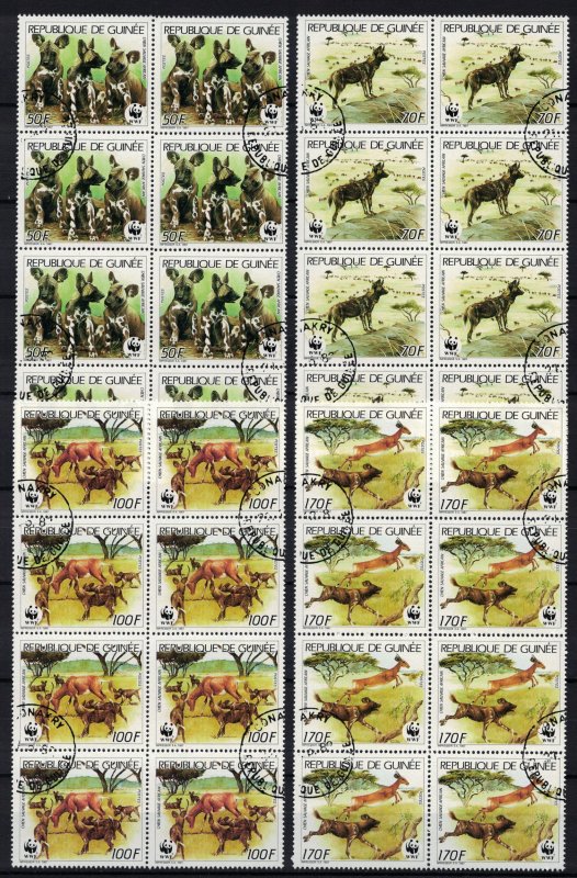 GUINEA 1987 - Endangered animals/complete sets CTO 8X - CV 48$ (2 scans)