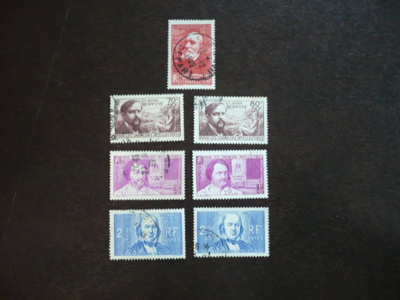 Stamps - France - Scott# B86-B89a - Used Set of 7 Stamps