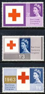 Great Britain 1963 Sc 398-400 Q E 2 Red Cross Stamp MNH