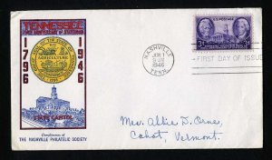 # 941 First Day Cover addressed with Nashville Philatelic cachet - 6-1-1946