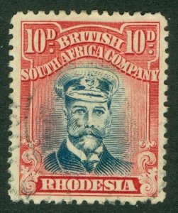 SG 299 Rhodesia 10d bright ultramarine & carmine-red. Very fine used CAT £70