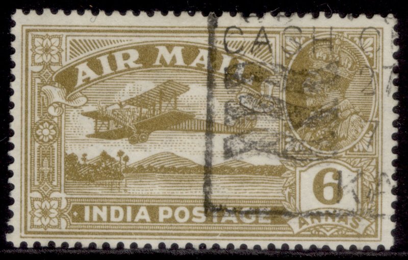 INDIA GV SG222w, 4a olive-green, FINE USED.