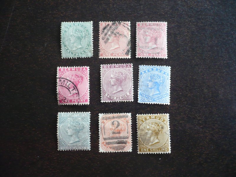 Stamps - Bermuda - Scott# 18,19a-19c,21-25 - Used Set of 9 Stamps