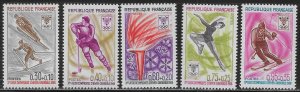 France B411-B415 1968 Winter Olympics set MNH 2022 Scott c.v. $2.10