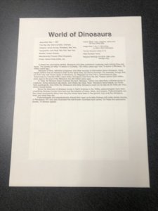 USPS  FDC 3136 The World Of Dinosaurs Souvenir Sheet 1997 First Day Of Issue