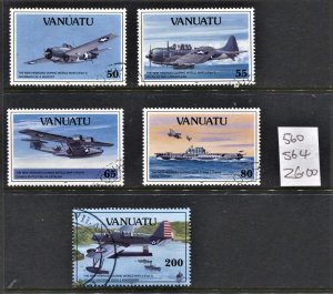 STAMP STATION PERTH Vanuatu #560-564 Planes CTO CV$26.00