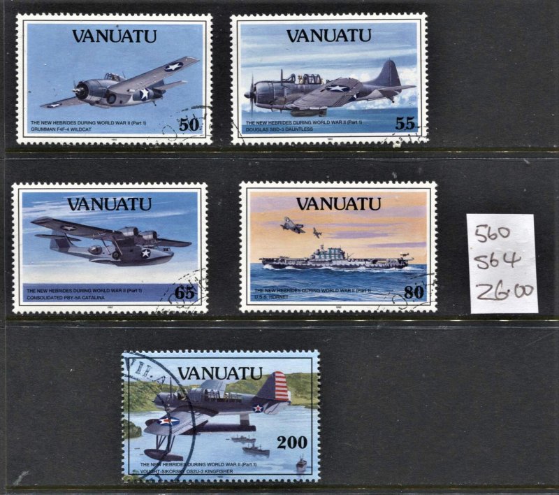 STAMP STATION PERTH Vanuatu #560-564 Planes CTO CV$26.00