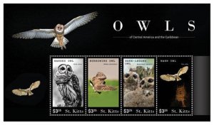 SAINT KITTS 2015 - OWLS - SHEET OF 4 STAMPS - MNH