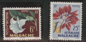 Madagascar Malagasy Scott 301-302 MH* Flower set 1959