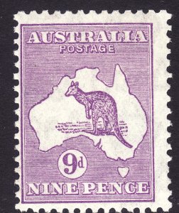 1932 Australia 9 pence Kangaroo & Map MLH perf 12 Wmk 228 Sc# 122 CV $40.00