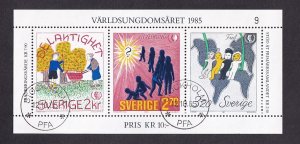 Sweden   #1553   cancelled  1985  international youth year sheet