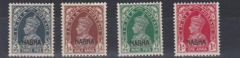 INDIA  NABHA 1941 - 45  S G 95 - 98  SET OF 4  MH CAT £150 