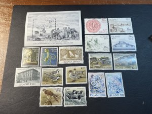 ICELAND # 616-621 & 624-634-MINT NEVER/HINGED---16 STAMPS & SOUVENIR SHEET--1985