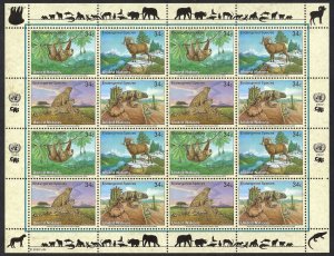 United Nations #818-821 34¢ Endangered Species (2002). Full mini-sheet. MNH