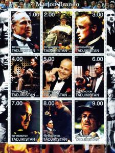 TADJIKISTAN 2001 Marlon Brando The Godfather Sheet (9) Perforated mnh.vf