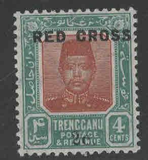 Malaya Trengganu Scott B4 MH*1918 Red Cross stamp