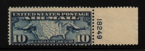 1926 Sc C7 AIRMAIL 10c blue MNH plate number single Hebert CV $14 (12