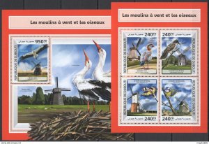 2017 Djibouti Water Birds & Windmills Fauna #1856-59+Bl927 ** Fd1178