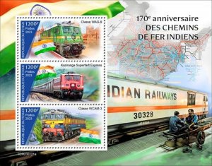 Chad - 2023 Indian Railways, Superfast Express - 3 Stamp Sheet - TCH230121a