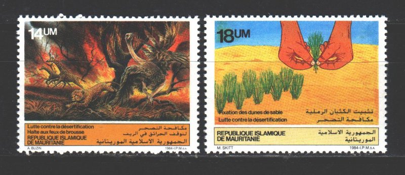 Mauritania. 1985. 842-43. Nature conservation ecology fire fauna. MNH.