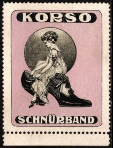 Vintage Germany Poster Stamp Corso Shoe Laces Unused