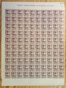 Spanish Morocco - Tangier #L14* NH Full sheet of 100