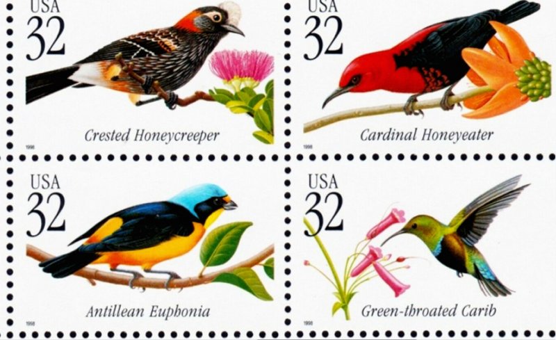 COLOR PRINTED US PLATE BLOCKS 1990-1999 STAMP ALBUM PAGES (119 illustr. pages)