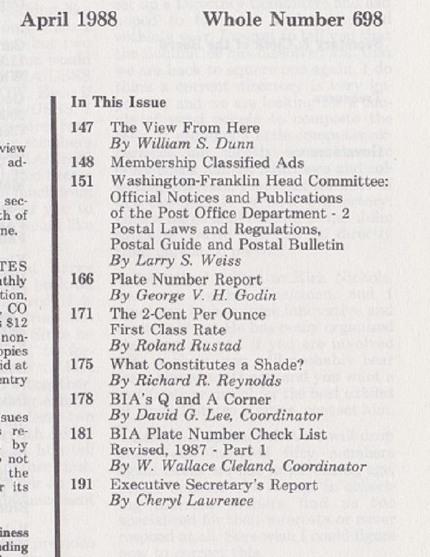 The United States Specialist:  Volume 59, No. 4 - April 1988