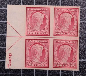 Scott 368 2 Cents Lincoln Right Arrow Block MNH SCV $125.00